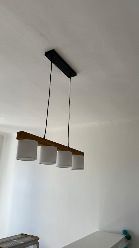 Wood & fabric pendant
