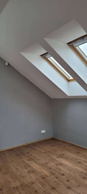 Attic room with skylights